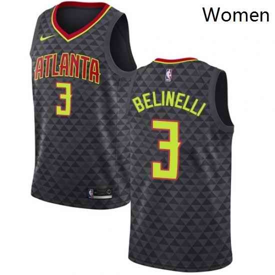 Womens Nike Atlanta Hawks 3 Marco Belinelli Authentic Black Road NBA Jersey Icon Edition